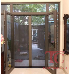 Cửa nhôm xingfa xếp lưới